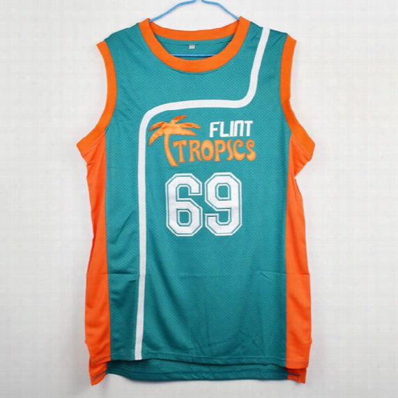 Downtown 69 &quot;funky Stuff&quot; Malone Flint Tropics Semi Pro Team Basketball Jersey-green-white