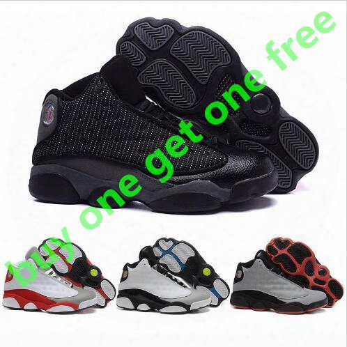 Drop Ship Wholesale Cheap Retro 13 Basketball Shoes Men 2017 High Cut Boots High Quality All Black Sneakers Sports Shoes Free Shipping 41-47