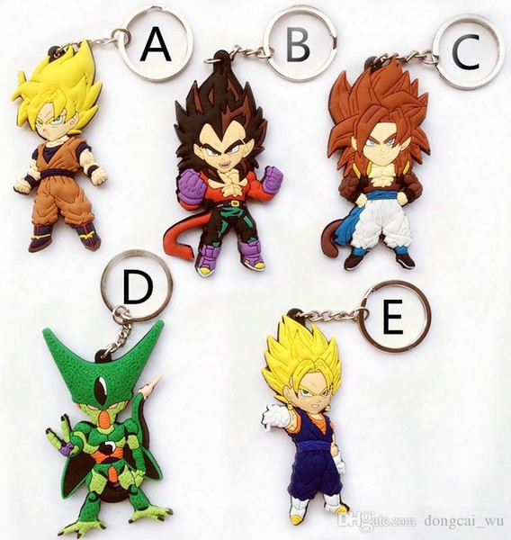 Fashion Dragon Ball Z Pvc Action Figure Key Rings Goku / Vegeta / Raditz / Cell / Super Saiya Keychains Dragonball Toys Key Chains