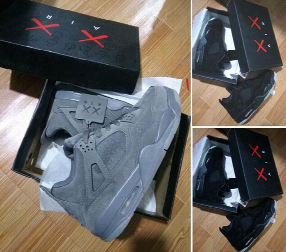 Kaws Xx Air Retro 4s Kaws Kaws Cool Grey Black Suede Family And Friends Grey White Glow Best Quality With Box Wholesale Basketball Shoes Men