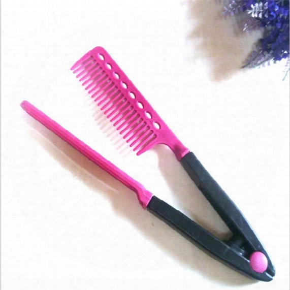 Newest Multi-functional Comb Straight Hair Diy Salon Folding Hair Dress Girl&#039;s Hairdressing Styling Hair Straightener V Comb Tool 01