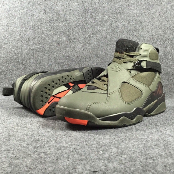 Online Retro 8 Viii Sequoia Orange Olive Green Gs Men Sz 4y-13 Mens Sport Shoes 8s Sneakers Trainers Wholesale Free Shipping