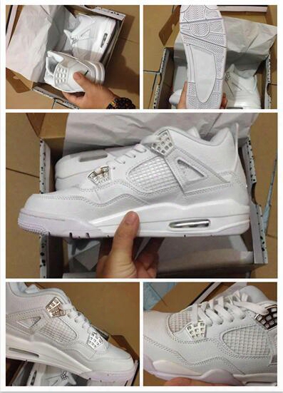 Wholesale New Style Retro 4 Pure Money Cheaper Men Women Basketball Shoes Sports Hot Sale All White Sports Athletics Sneakers Us 5.5-13