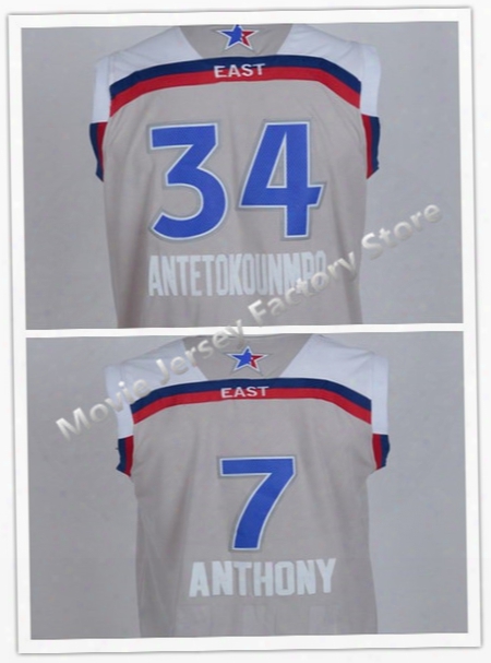 2017 All Star #34 Giannis Antetokounmpo #7 Carmelo Anthony Jersey 100% Stitched Basketball Jerseys S-xxl Cheap Wholesale