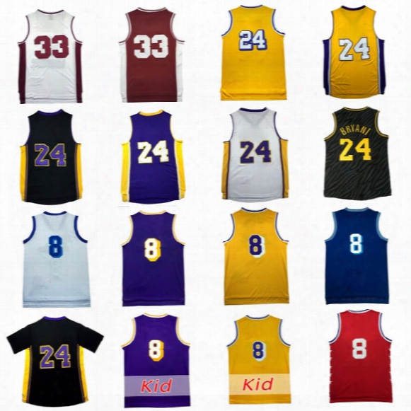 24 Kbe Jersey 8 Short Sleeve Bryant 33 Throwback Basketball Jerseys 100% Stitched Embroidery Logos Retro Basketball Jerseys Wholesale