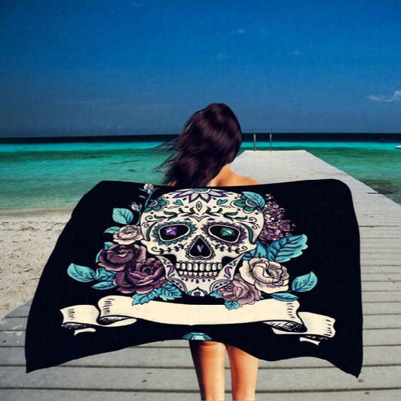 Creative Skull & Flamingo Beach Towel Rectangle Bikini Cover-ups Summer Sunbath Shawl Bath Towel 100*150cm 4 Colors