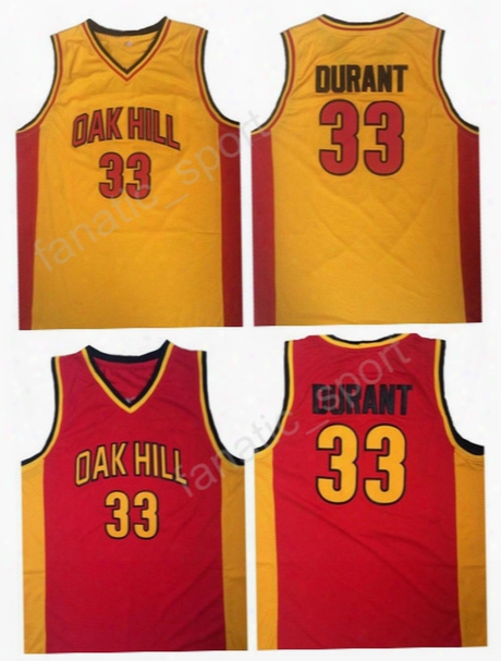 High School Academy Oak Hill Jerseys Men Basketball 33 Kevin Durant Jersey Chinese Throwback  Red Yellow Melancholy Black White High Quality