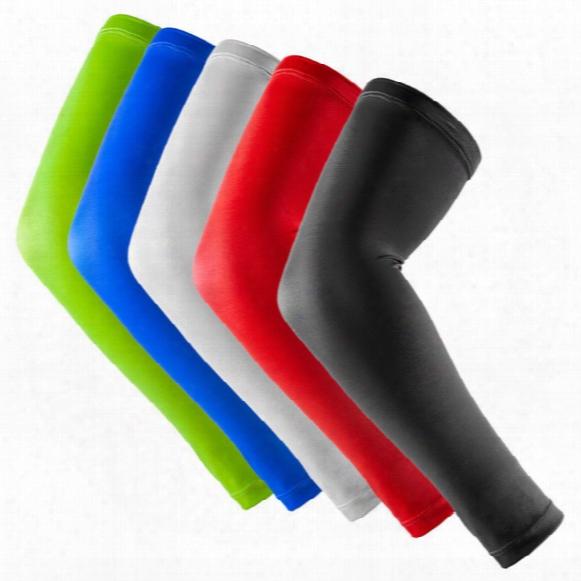 New Brand A Pair Sport Basketball Arm Pads Safety Elbow Pads Solid Color Arm Support Calf Compression Arm Sleeves Sport Protector R10