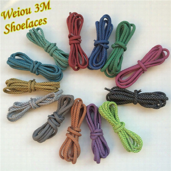 Weiou Novelty Round Rope 3m Reflective Customary Runner Shoe Laces Safety Shoelaces Shoestrings125cm/49&quot; For Nmd 350 750 Basketball Shoes