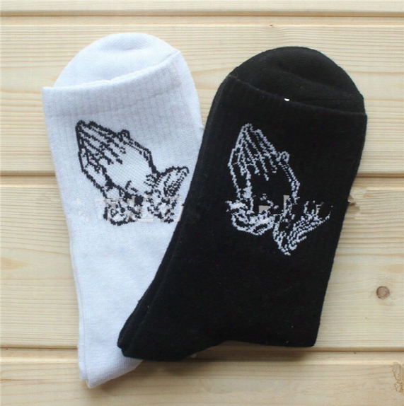Wholesale-wholesale 2015 New Free Shipping Cotton Brand Socks,pray Hand Men Socks,high Quality Hip Hop Basketball Socks
