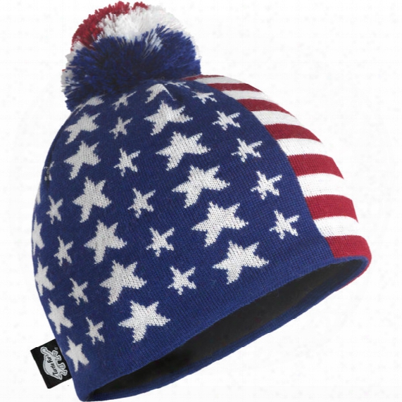 Patriotic, Merino Wool American Pom Hat - Mens