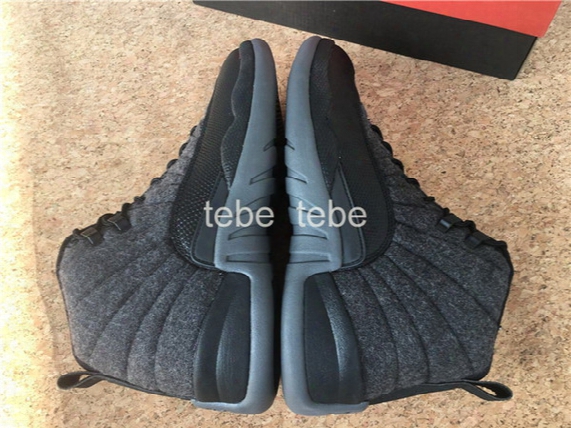 2016 New Air Retro 12 Wool Black Nylon Basketball Shoes Men Women Sports Athletic Trainers Cheap Retro 12s Ovo High Quality Sneakers