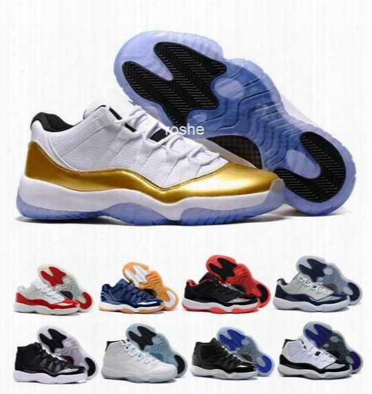 2016 New Retro 11 Low Xi Closing Ceremony Metallic Goldw Omens & Mens Basketball Shoes Wholesale Fashionable Athletic Sneakers Eur 36-47