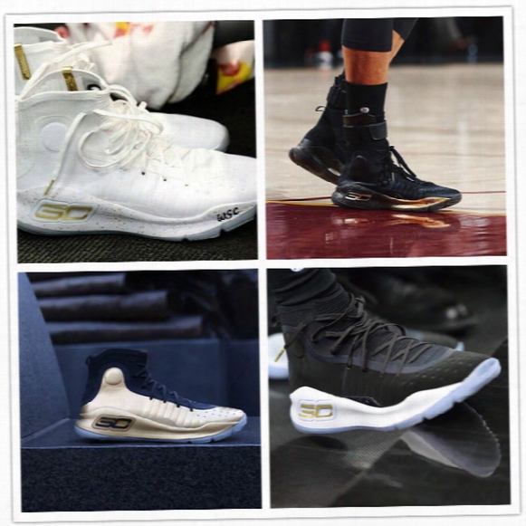 2017 Hot New Curry 4 Basketball Shoes For Stephen Curry 4s Black Gold/championship Top Quality Youth Training Sports Sneakers Size 40-46