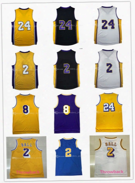 2017 Mens 2 # Lonzo Ball Jersey Cheap 24 # Kobe Bryant Basketball Jerseys 100% Stitched Embroidery Logos Wholesale Free Shipping