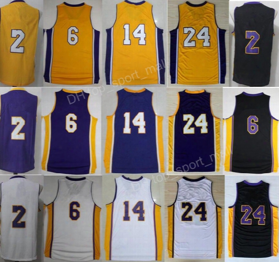 2017 New Men 2 Lonzo Ball Jersey 6 Jordan Clarkson Basketball Jerseys Kobe Bryant 24 Brandon Ingram 14 Man Purple Black White Yellow