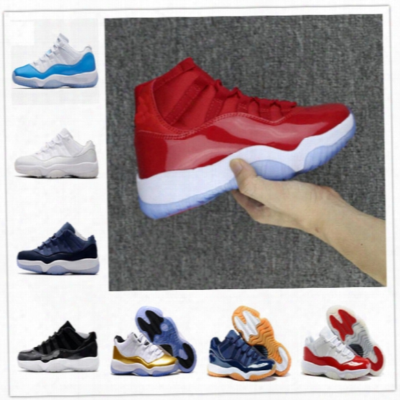 2017 New Retro 11 Basketball Shoes Space Jam Metallic Gold Mens Sneaker Navy Blue Discount Shoes Varsity Red Closing Ceremonya Thletics
