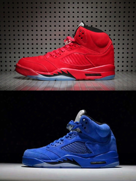 Air Retro 5 X Sup Olympic Og Metallic Gold Tongue Men Basketball Shoes 5s Black Metallic Red Blue Suede Sneakers