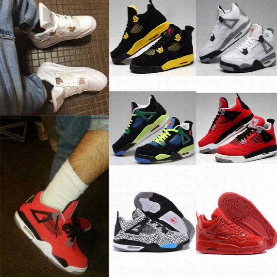 Free Shipping High Quality Air Retro 4 Man Basketball Shoes White Cement Fire Red Fear Black Cat Mens Women Outdoor Sports Shoes Ussize8-13