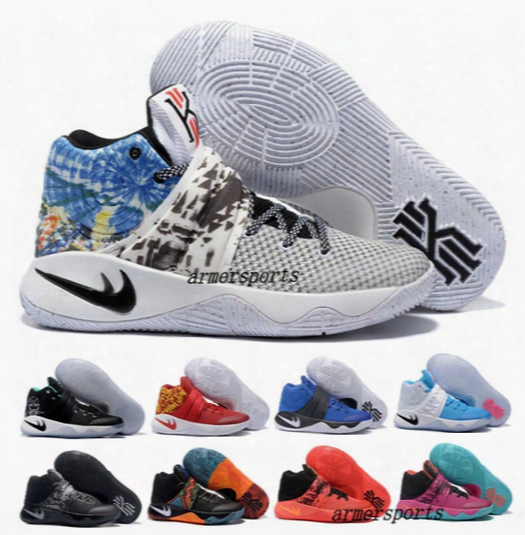 New 2017 Kyrie Irving Shoes Mens Basketball Shoes Kyrie 2 Ii Bright Crimson Tie Dye Bhm Basket Ball Olympic Men Shoes Sneakers For Cheap