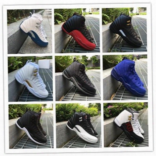 Real Carbon Fiber 2016 Top Quality Air Retro 12 Rising Sun Gym Red Wool Psny Men Basketball Shoes 12s Sports Shoes Sneakers 36-47