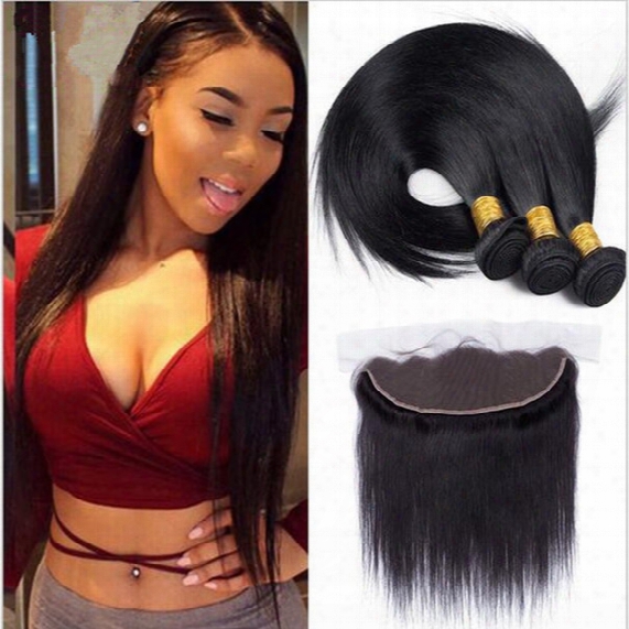 Top 9a Mink Brazilian Hair With Closure Human Hair Silky Straight With Full Lace Frontals Ear To Ear Lace Frontal Closure With Bundles