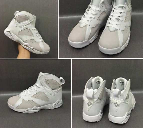 Wholesale Ds 2017 Air Retro 7 Pure Money White Metallic Silver With Box Best Quality Basketball Shoes