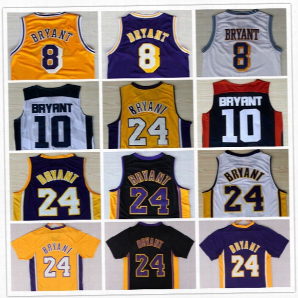 Wholesale Men&#039;s #24 Ko Be Bryant Jersey Purple White Black Yellw Throwback Cheap #8 Kobe Bryant Basketball Jerseys Free Shipping