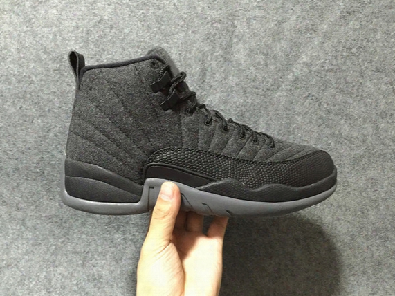 2017 Air Retro 12 Wool Man Basketball Shoes Wool Real Carbon Fiber Top Quality Sneakers With Original Box 852627-003 Sneakers