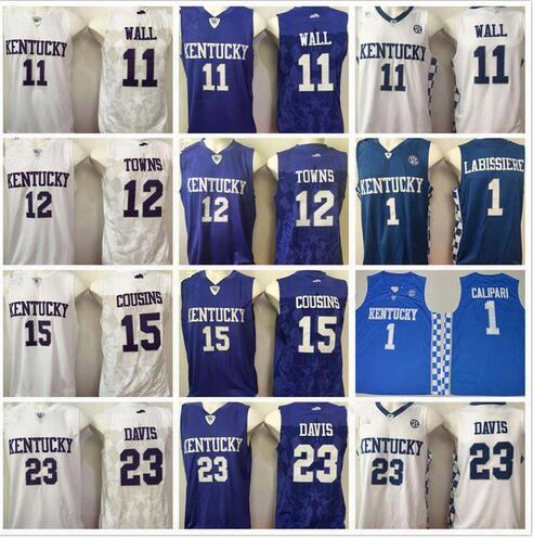 2017 Embroidery Kentucky Wildcats Anthony Davis John Calipari John Wall Skal Labissiere Demarcus Cousins Basketball Jerseys