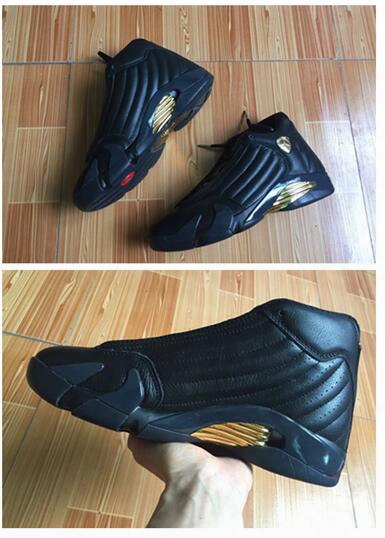 2017 Mens Retro 14 Basketball Shoes Dmp Defining Moments Pack Black Gold Outdoor Sports Gym Trainers Sneakers