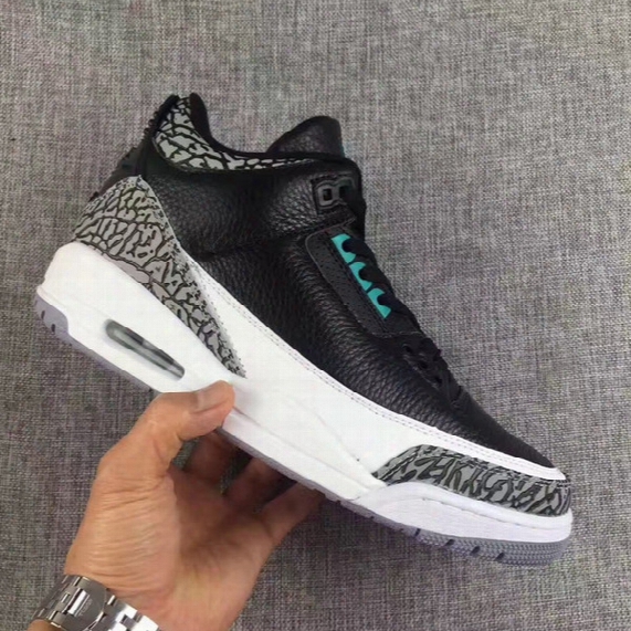 2017 New Wholesale Air Retro 3 Iii Atmos Men Basketball Shoes Elephant Pack Black White Sports Shoes Sneakers Trainers Top Quality Size 7-12