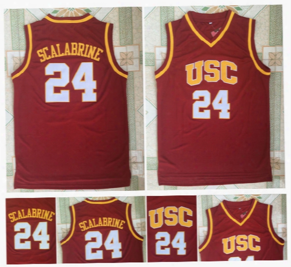 24 Brian Scalabrine Jersey University Of Southern California Usc Jersey College Basketball Jerseys Red Sports Shirt Top Quality