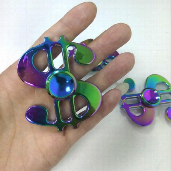 50pcs New Hot Zinc Alloy Dollar Sign Hand Spinner Finger Gyro Tri Fidget Edc Toy Focus Adhd Autism Toys Kids Gift
