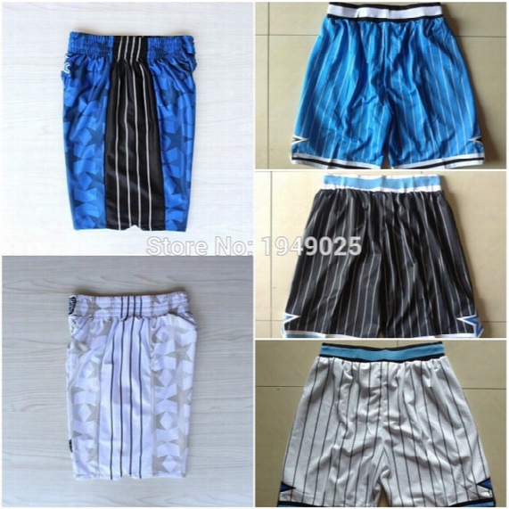 Basketball Shorts 1 Tracy Mcgrady 1 Anfernee Hardaway 32 Shaquille O&#039;neal White Blue Shorts Throwback Shorts