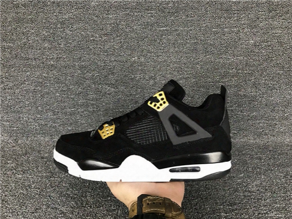 Drop Shipping Wholesale Air Retro 4 Royalty Black Gold Suede Men Basketball Sports Shoes Sneakers 4s Iv Free Shipping With Box Size 36-47