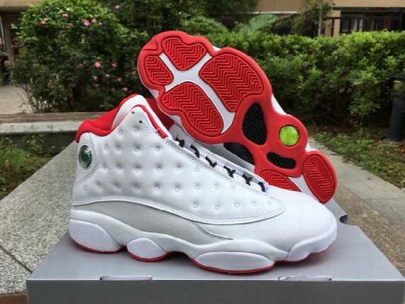 Hof Air Retro 13 History Of Flight Men Basketball Shoes White Red Real Carbon Fiber Authentic Quality Sneakers 414571-103 Come With Original