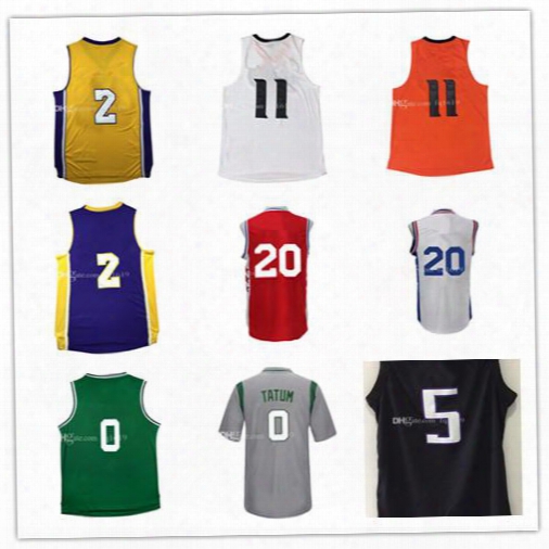 New Draft 2017 Lonzo Ball ,markelle Fultz ,jayson Tatum,fox Basketball Jerseys Embroidered Logos Jersey