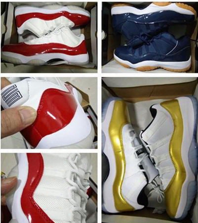 Wholesale 2016 Hot Sale Retro 11 Low Varsity Red Navy Metallic Gold Man And Woman Basketball Shoes Size Eur 36-47 Free Shipping