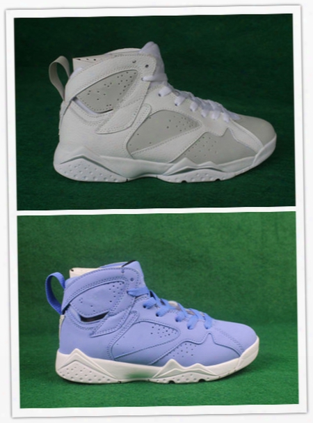 Wholesale 2017 New Air Retro 7 Vii Pure Money White Gs Unc Blue Men Women Basketball Shoes Sports Sneakers Top Quality Size 36-47