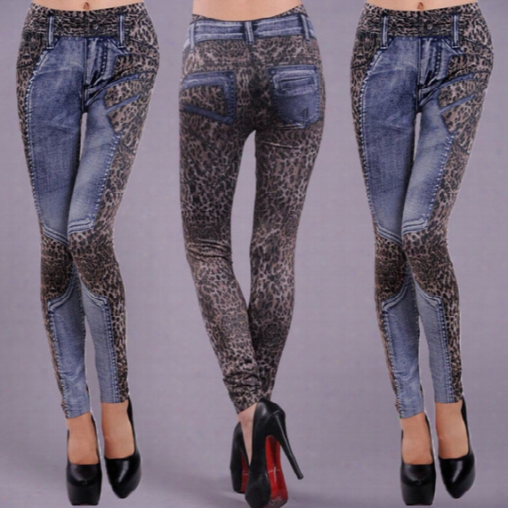 Wholesale- Fashion Women Skinny Jeggings Stretchy Denim Pants Leggings Jeans Pencil Tight Slim Trousers