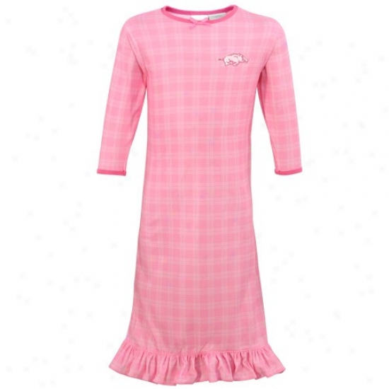 Adidas Arkansas Razorbacks Youth Girls Pink Plaid Pajama Adorn