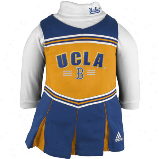 Adidas Ucla Bruins Toddler Gold-true Blue 2-piece Turtleneck Creeper & Cheerleader Dress Set