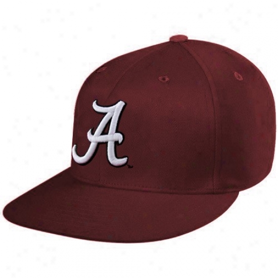 Alabama Gear: Zephyr Alabama Crimson Logo Fitted Flat Bill Hat