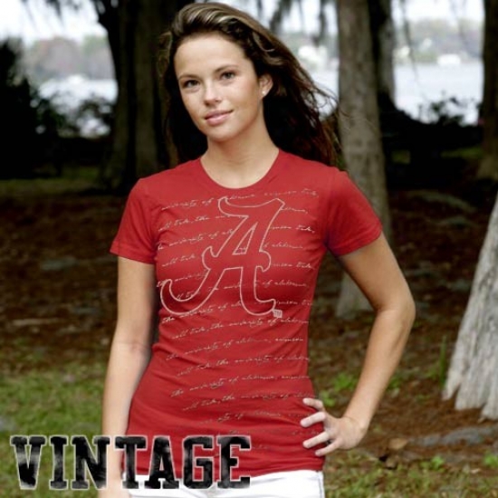 Alabama T-shirt : My U Alabama Ladies Crimson Just A Phrase Vintage T-shirt