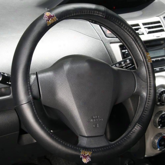 Arizona State Sun Devils Black Leather Steering Wheel Cover