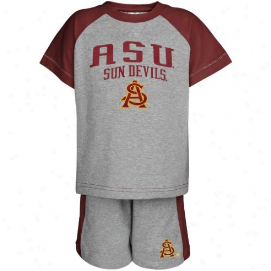 Arizona State Sun Devils Tee : Arizona State Sun Devils Toddler Ash Hilltop Raglan Tee And Shorts Set