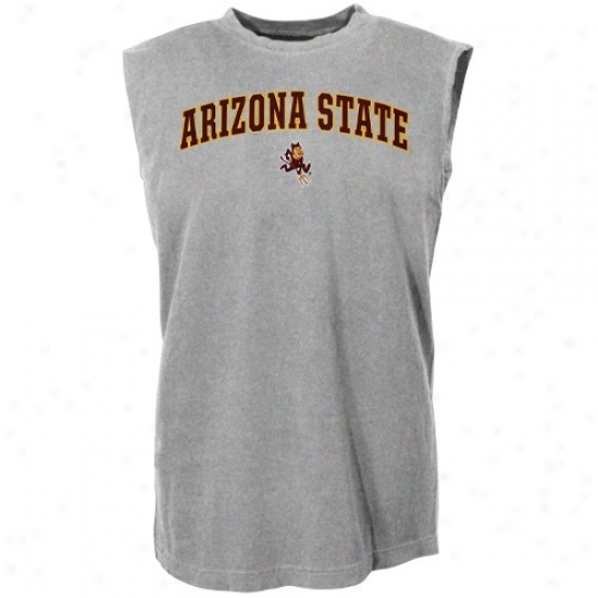 Arizona State Sun Devils Tees : Sports Specialties By Nike Arizona State Sun Devils Ash Arched Logo Sleeveless Tees