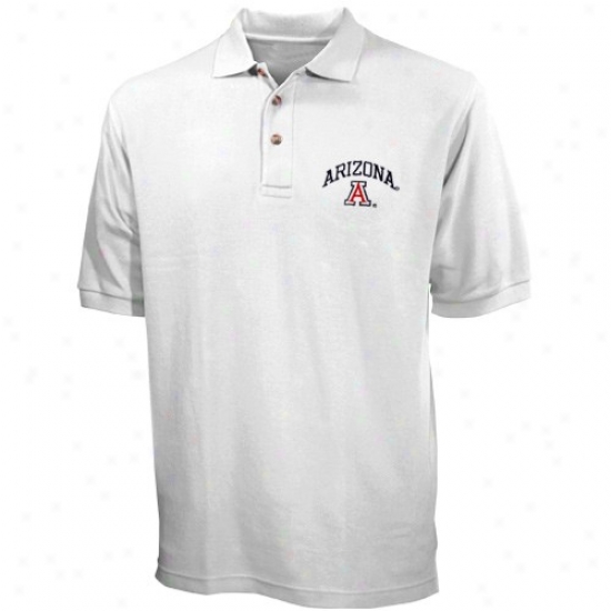 Arizona Wildcats Golf Shirts : Arizoona Wildcats White Pique Golf Shirts
