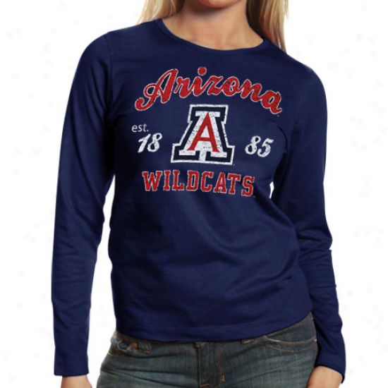 Arizona Wildcats Shirts : Arizona Wildcats Ladies Ships Blue Long Sleeve Tissue Shirts